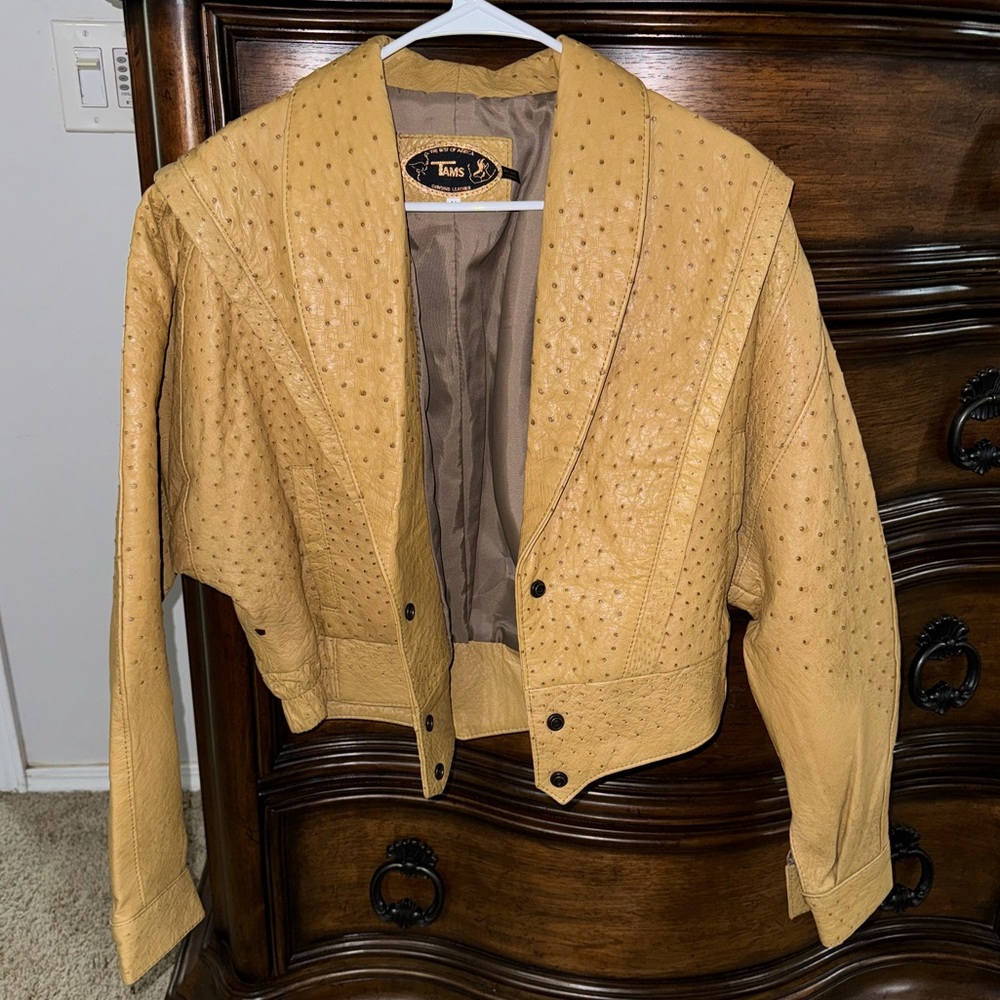 Tams Genuine Leather Ostrich Jacket.